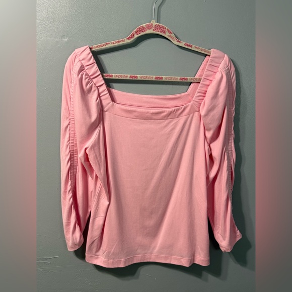 Lilly Pulitzer Sirah Knit Top in Conch Shell Pink Women’s 3/4 Sleeve Blouse XL - Picture 4 of 12